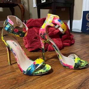 Tie Dye-Print Stiletto Sandals.